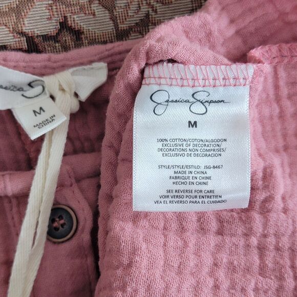 Jessica Simpson Dress Girls M Dusty Rose Boho Long Embroidered Balloon Sleeves - Picture 11 of 13